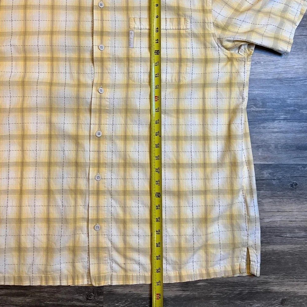 Columbia Yellow Plaid Button Up Shirt Mens XL Cotton‎ Outdoor Fishing Hiking
